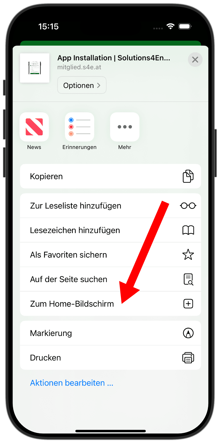 App installieren in iOS